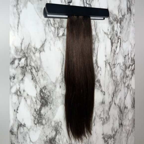 Silky Straight Dark Brown 18 Inch Human Hair Extension Weft Package - Picture 1 of 6